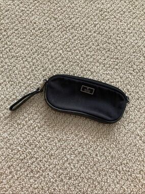 Gucci Black Canvas Zippered Pouch Bag Mini Metal Logo GUC *no zipper pull